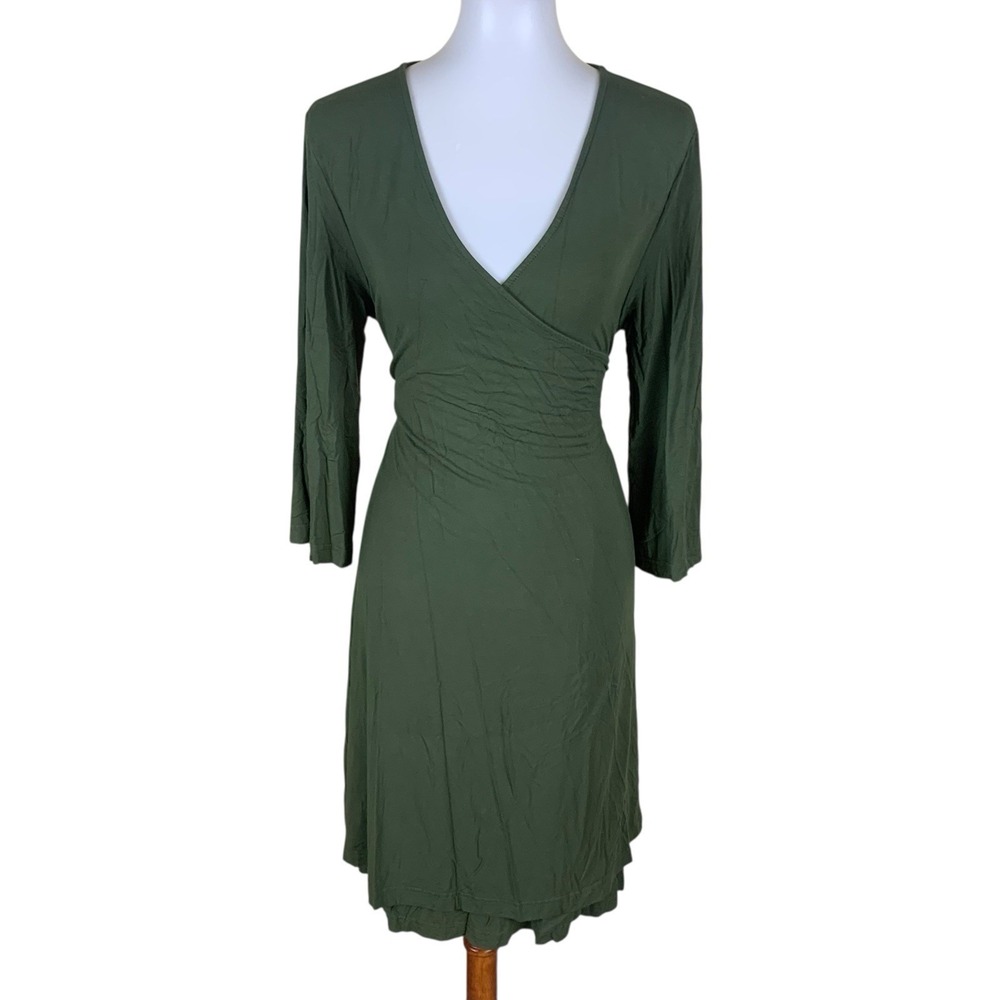 Caden Lane Olive Wrap-Style Long Sleeve Dress